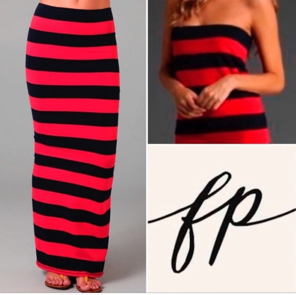 Free People Stripe Column Convertible Maxi Skirt - Picture 2 of 7